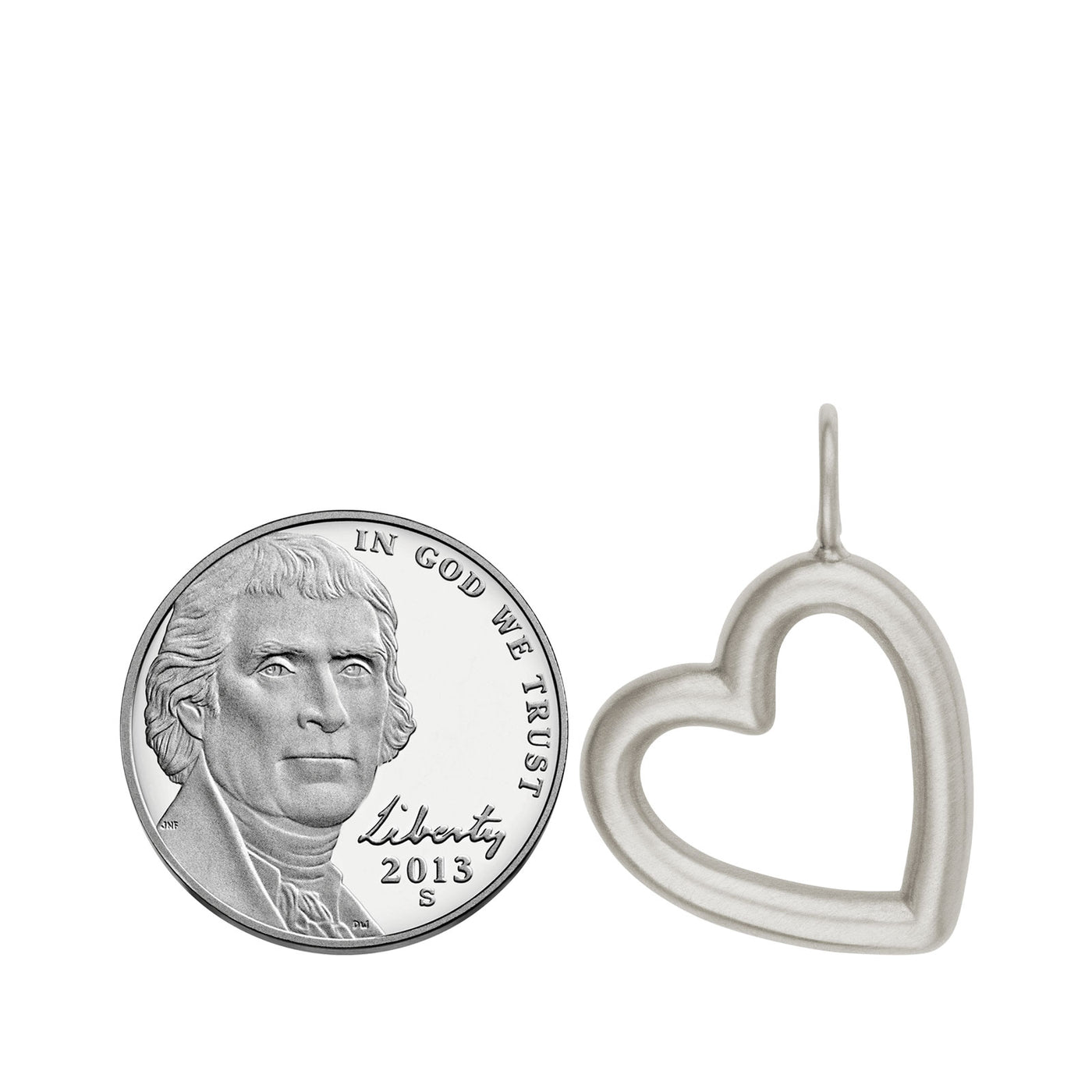 Silver Brushed Open Heart Charm