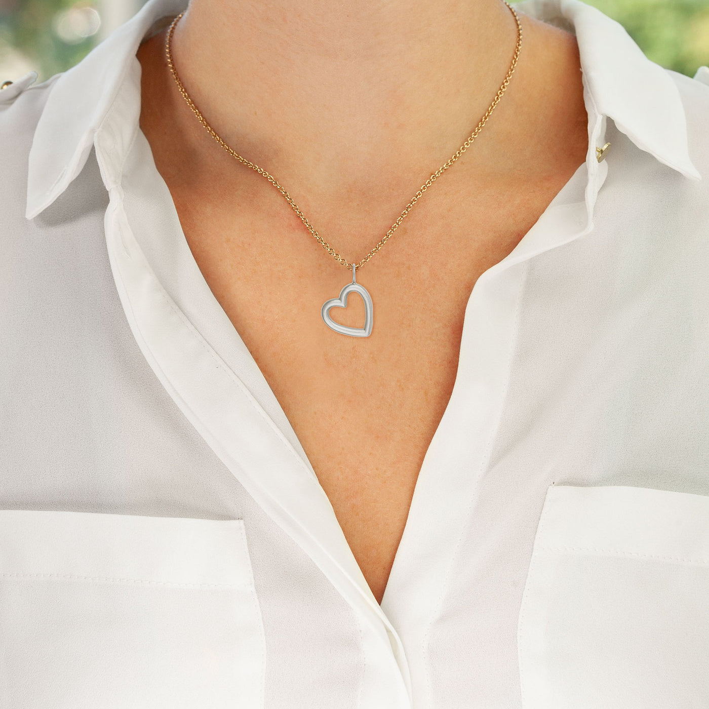 Silver Brushed Open Heart Charm