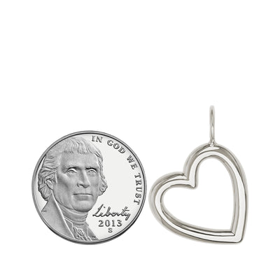 Silver High Polished Open Heart Charm