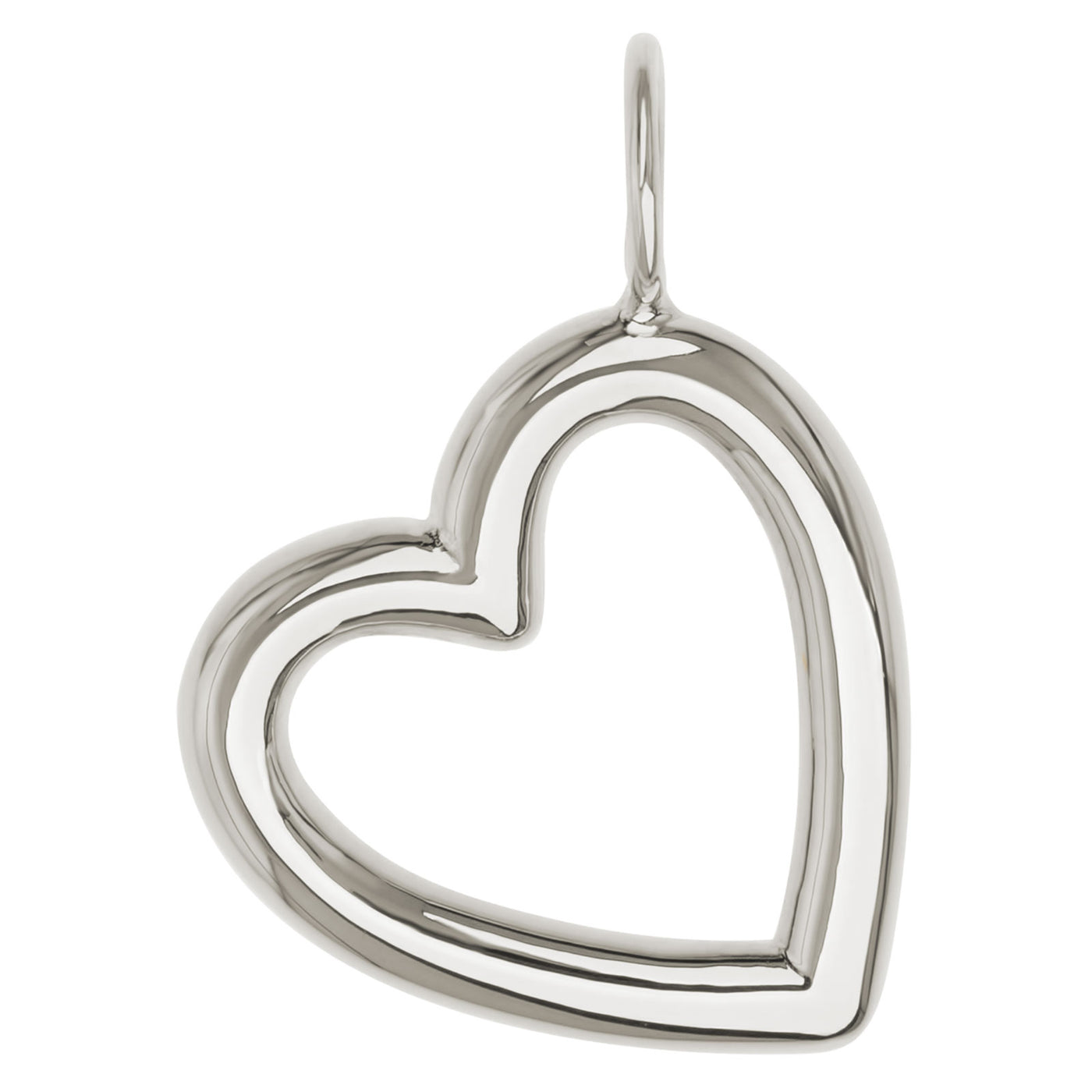 Silver High Polished Open Heart Charm