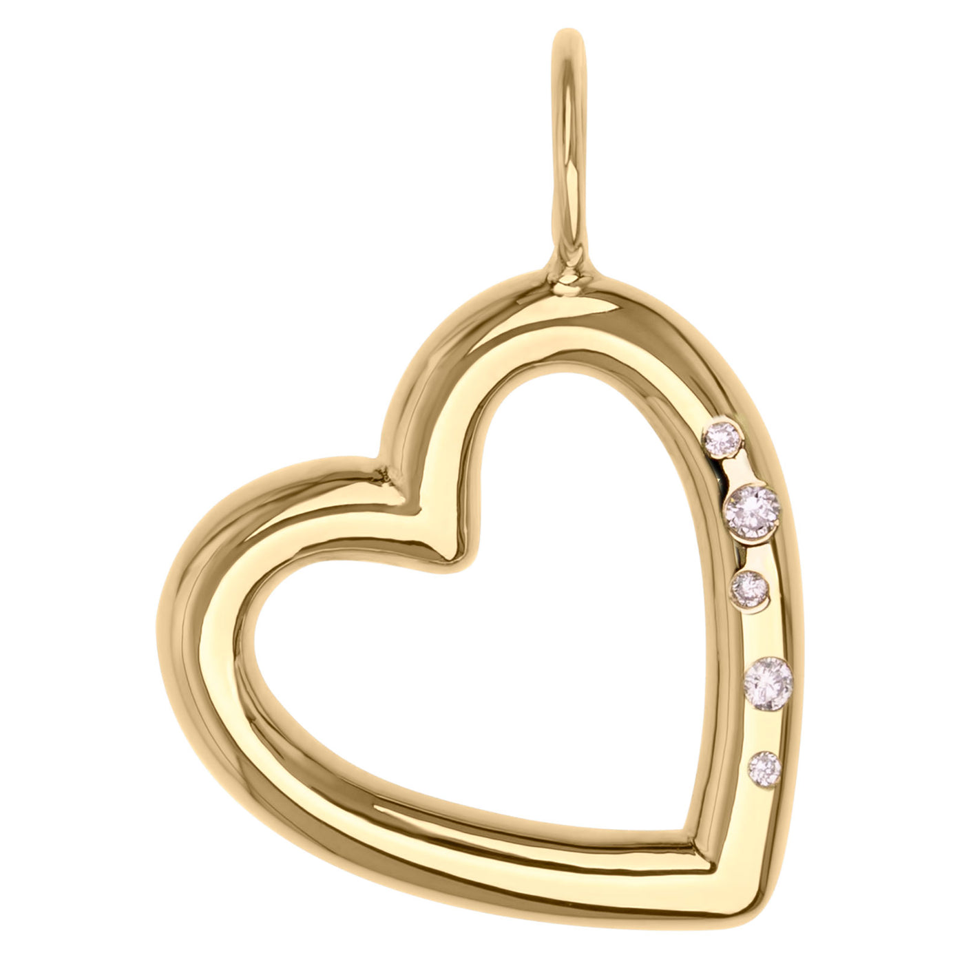 Gold High Polished Diamond Open Heart Charm