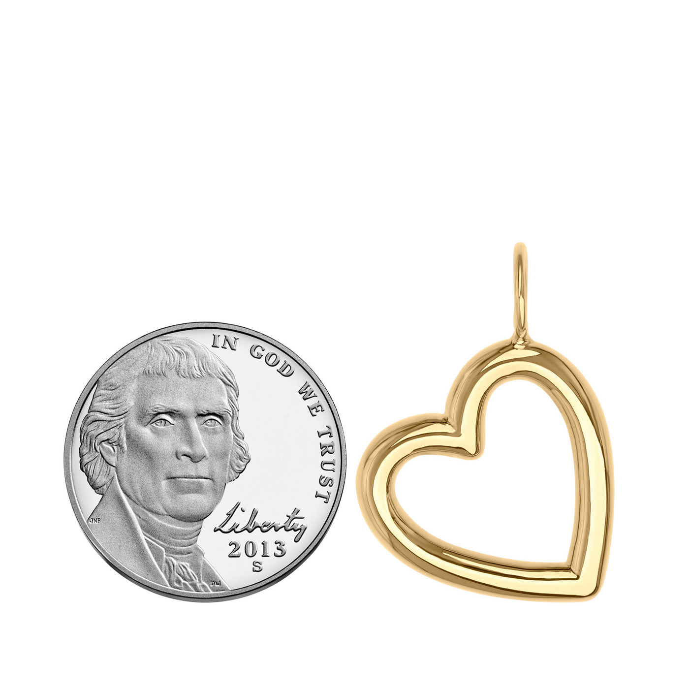 Gold High Polished Open Heart Charm