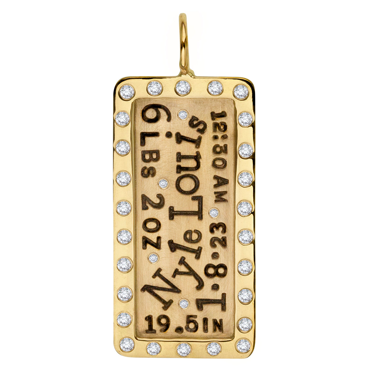 Gold Baby Stats Wide Frame ID Tag